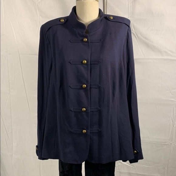 Lane Bryant Navy Military Style Jacket with Gold Buttons - Picture 2 of 12